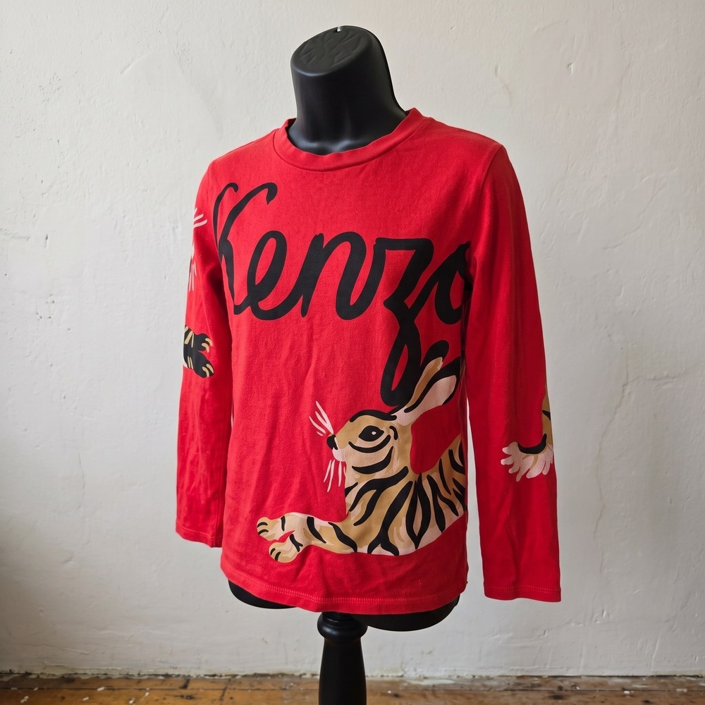 Kenzo Kids Top 12A Red Rabbit Graphic Logo Long Sleeve Exclusive Edition